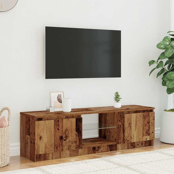vidaXL Szafka pod TV z oświetleniem LED, stare drewno, 120x30x36 cm