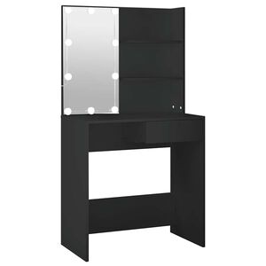 vidaXL Toaletka z oświetleniem LED, czarna, 74,5x40x141 cm