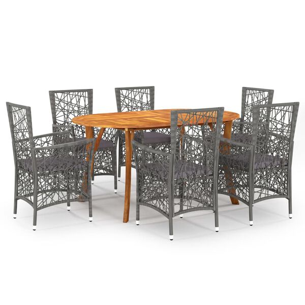 vidaXL 7-częściowy zestaw mebli ogrodowych, szary