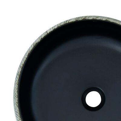 vidaXL Umywalka nablatowa, czarno-szara, okrągła, Φ41x14 cm
