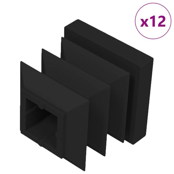 vidaXL Zaślepki Końcowe 12 pcs Czarny 15 x 15 x 15 mm PP