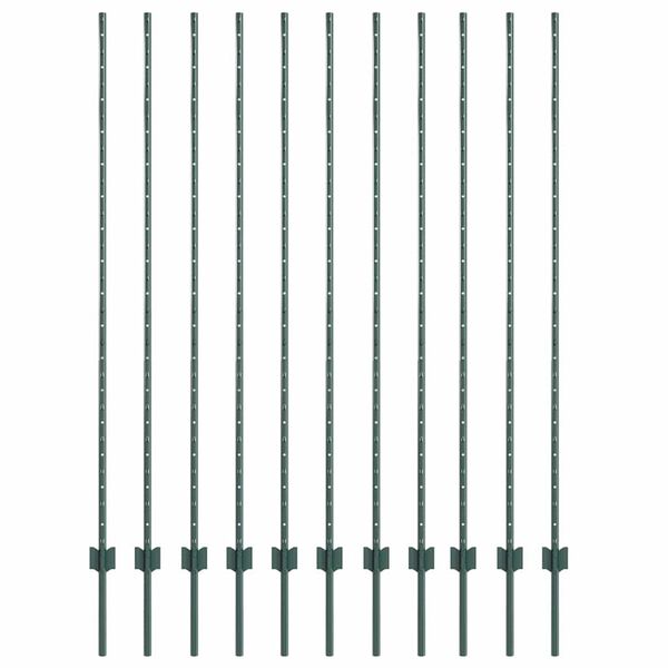 vidaXL Słupek ogrodzeniowy. 11 pcs Zielony 150 cm Stal