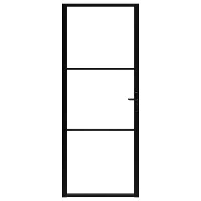 vidaXL Drzwi wewnętrzne, szkło ESG i aluminium, 83x201,5 cm, czarne