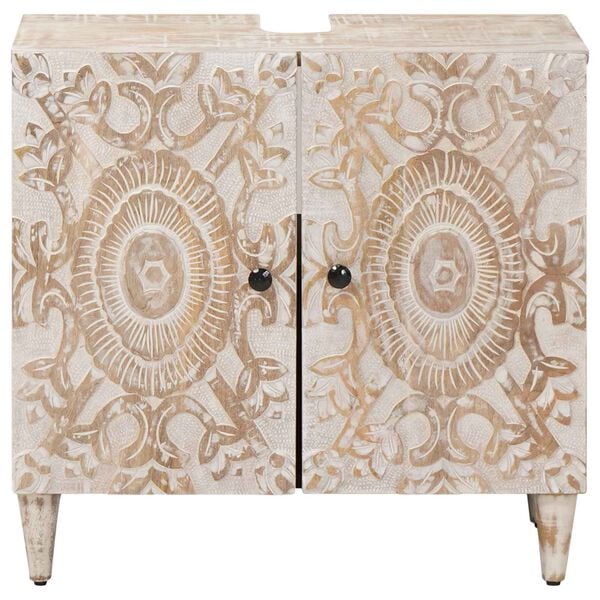 vidaXL Szafka pod umywalkę Biały 62 x 33 x 58 cm Drewno z mango