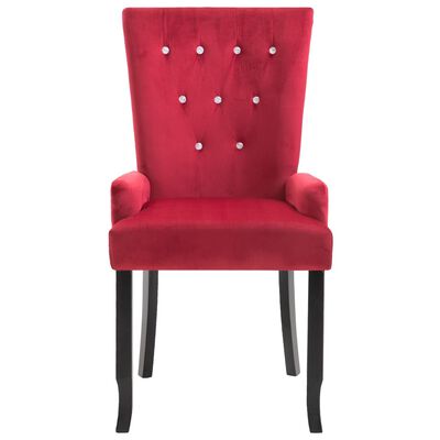 vidaXL Krzesło jadalniane z podłokietnikami, czerwone, aksamitne