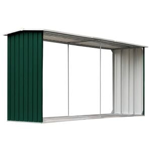 vidaXL Wiata na drewno, stal galwanizowana, 330 x 92 x 153 cm, zielona