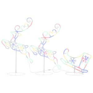 vidaXL Świąteczne, lecące renifery z saniami, akryl, 260x21x87 cm