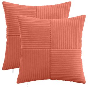 vidaXL Poszewka na poduszkę 2 pcs ALMELO Czerwono-pomarańczowy sztruks