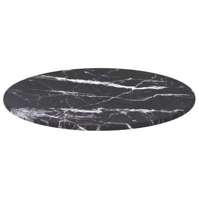 vidaXL Blat do stołu, czarny, Ø30x0,8 cm, szkło ze wzorem marmuru