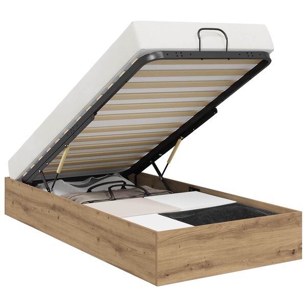 vidaXL Ł&oacute;żko otomanowe z przechowywaniem Dąb Rzemieślniczy 90 x 200 cm