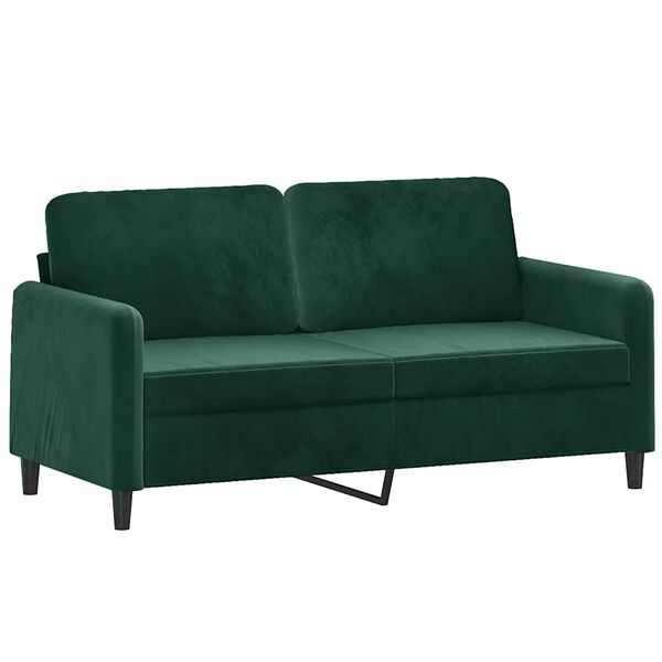 vidaXL Sofa 2-osobowa, ciemnozielona, 140 cm, tapicerowana aksamitem
