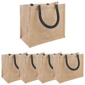 vidaXL Torebki jutowe 5 Naturalny i czarny 26 x 22 x 14 cm