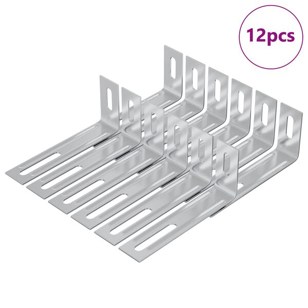 vidaXL Uchwyt antyprzewr&oacute;cenia 12 pcs Srebrny 74,5 x 15 x 32 mm Żelazo