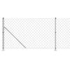 vidaXL Ogrodzenie z siatki, ze stopami słupk&oacute;w, srebrne, 0,8x25 m
