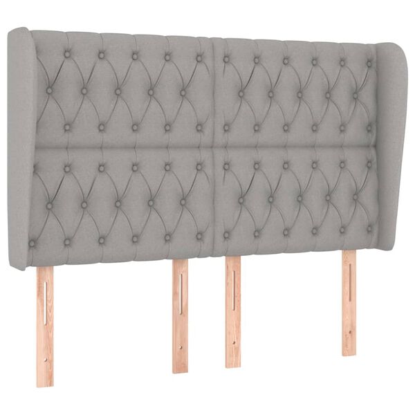 vidaXL Zagł&oacute;wek uszak, jasnoszary, 147x23x118/128 cm, tkanina