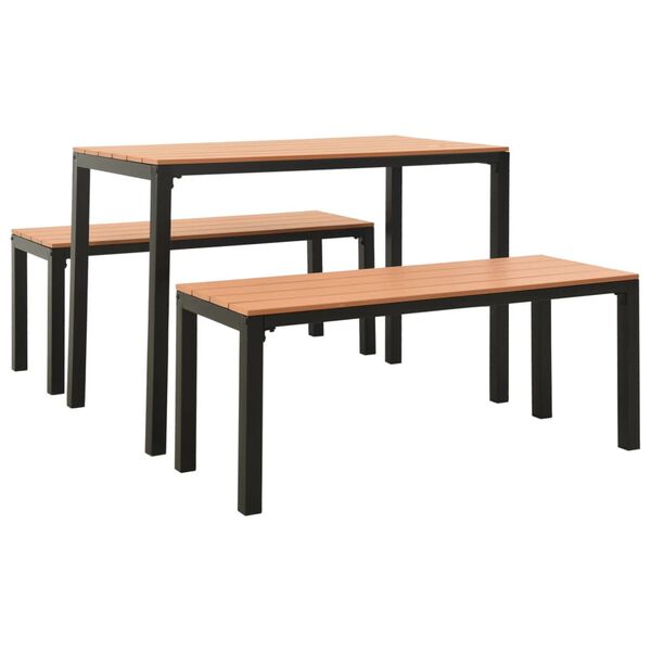 vidaXL 3-cz. zestaw mebli do ogrodu, stal i WPC, brązowo-czarny