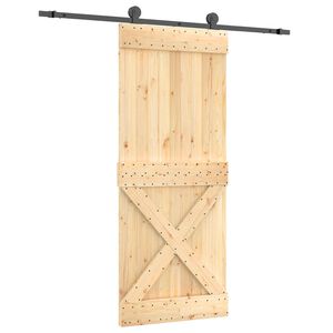 vidaXL Drzwi przesuwne Naturalny i czarny 85 x 210 cm
