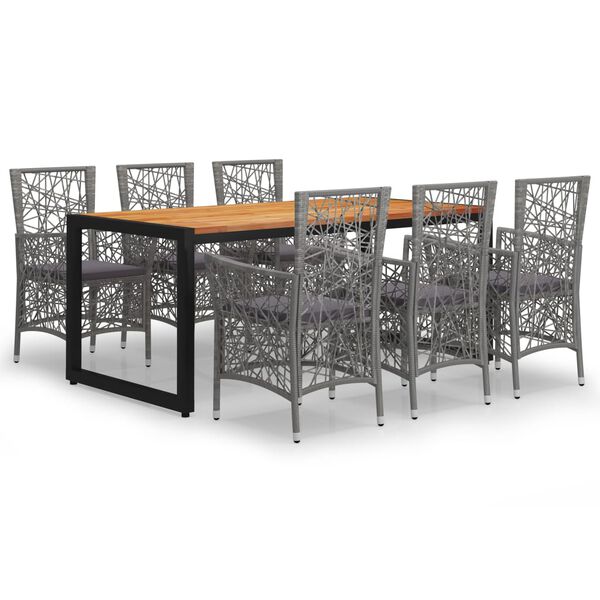 vidaXL 7-częściowy zestaw mebli ogrodowych, szary