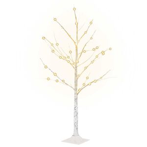 vidaXL Brzoza z oświetleniem, 48 ciepłych białych LED, 120 cm