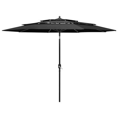 vidaXL 3-poziomowy parasol na aluminiowym słupku, antracytowy, 3 m