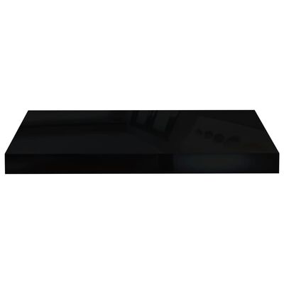 vidaXL Półki ścienne, 4 szt., wysoki połysk, czarne, 50x23x3,8 cm, MDF