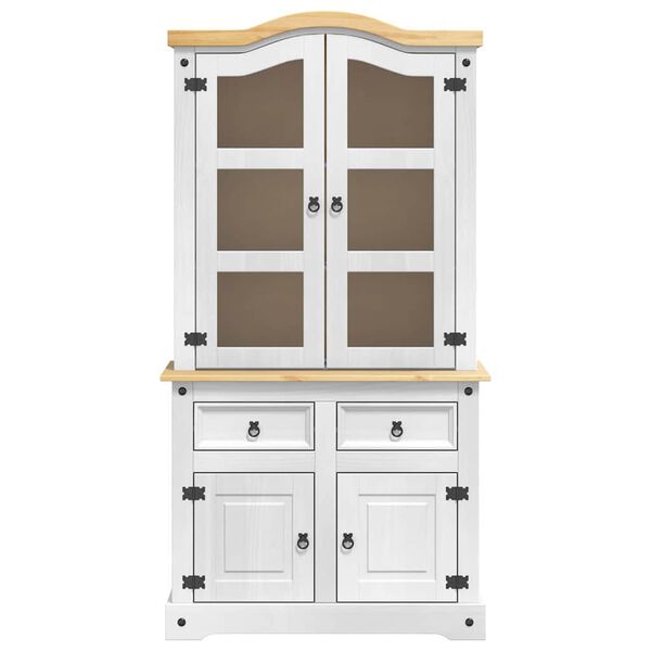 vidaXL Bufet z szufladą Biały 100 x 48,5 x 179 cm Lite drewno sosnowe