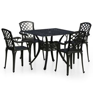 vidaXL 5-cz. zestaw mebli bistro ze stopu aluminium, czarny