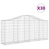 vidaXL Kosze gabionowe, 30 szt, 200x30x80/100 cm, galwanizowane żelazo