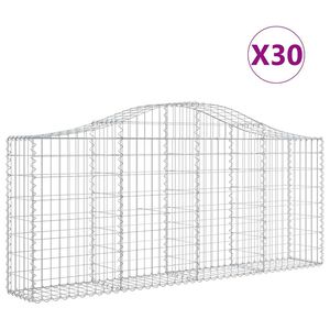 vidaXL Kosze gabionowe, 30 szt, 200x30x80/100 cm, galwanizowane żelazo