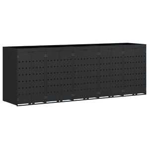 vidaXL Przechowalnia na 5 koszy na odpady Czarny 340 x 77,5 x 121,5 cm