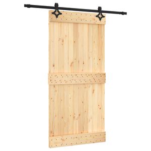 vidaXL Drzwi przesuwne 100 x 210 cm Lite Drewno Sosnowe (Nieobrobione)