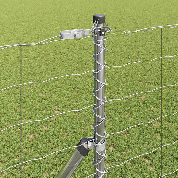 vidaXL Ogrodzenie z słupkiem Srebrny 1,5 x 10 m Stal i PVC