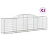 vidaXL Kosze gabionowe, 3 szt., 300x50x80/100 cm, galwanizowane żelazo