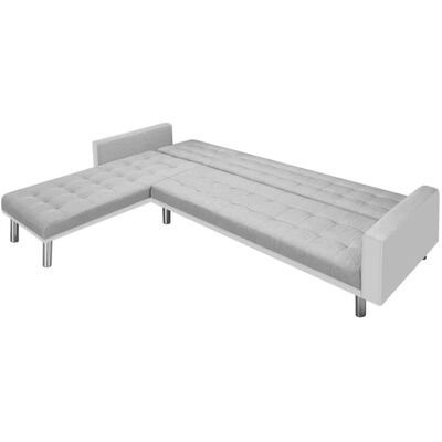 vidaXL Sofa narożna z tkaniny, 218 x 155 x 69 cm, biało-szara