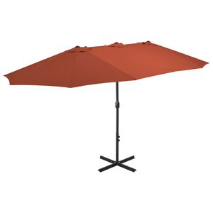 vidaXL Parasol ogrodowy na słupku aluminiowym, 460 x 270 cm, terakota