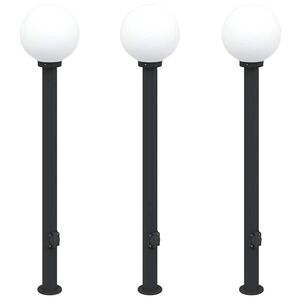 vidaXL Słupki oświetleniowe z gniazdem 3 szt. 120 cm, czarne, IP44