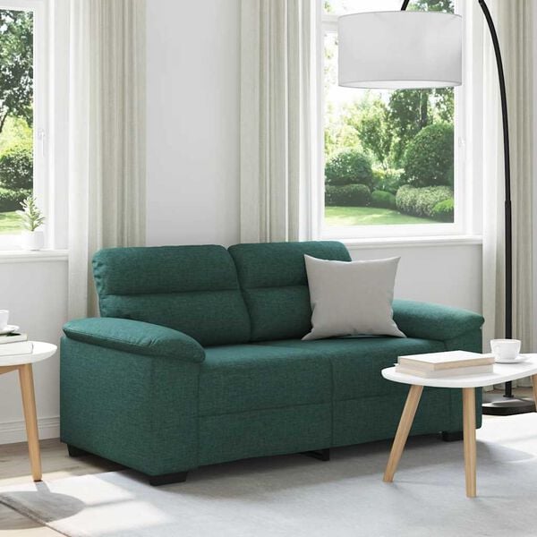 vidaXL Sofa 2-osobowa Ciemnozielona 120 cm Tkanina