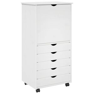 vidaXL Rolkowa szafka Biały 53 x 39 x 103 cm Lite drewno sosnowe