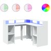 vidaXL Biurko z podświetleniem LED, białe, 130x130x91 cm