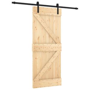vidaXL Drzwi przesuwne 85 x 210 cm Lite Drewno Sosnowe (Nieobrobione)