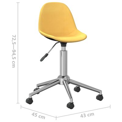 vidaXL Obrotowe krzesła stołowe, 2 szt., musztardowe, obite tkaniną