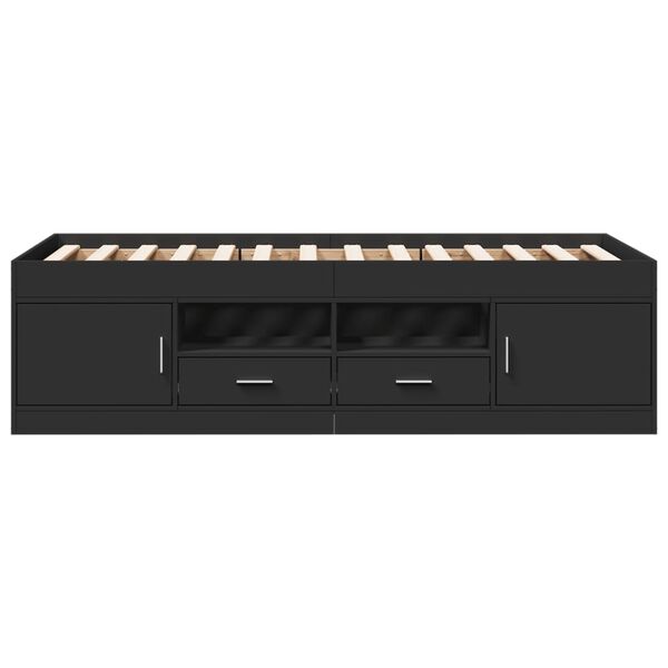 vidaXL Ł&oacute;żko dzienne z szufladami, bez materaca, czarna, 100x200 cm