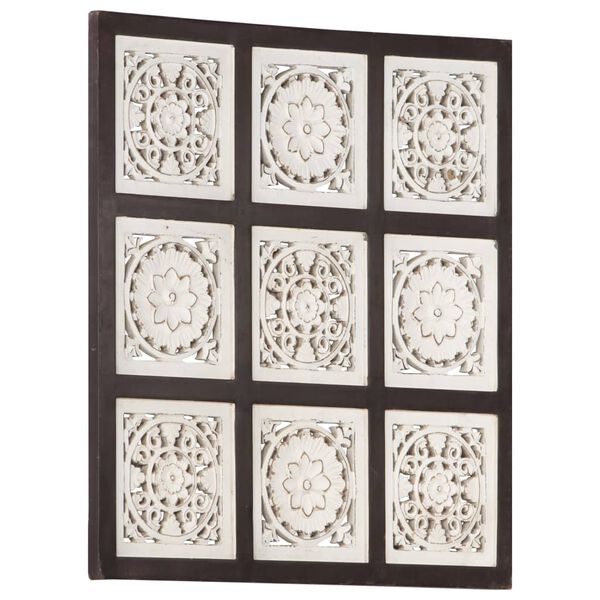 vidaXL Ręcznie rzeźbiony panel ścienny, MDF, 60x60x1,5 cm, brąz i biel