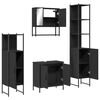 vidaXL 4-cz zestaw mebli łazienkowych, czarny, materiał drewnopochodny