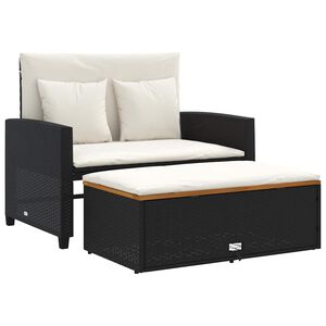 vidaXL Sofa ogrodowa z poduszkami, 2-os., czarna, rattan PE i akacja
