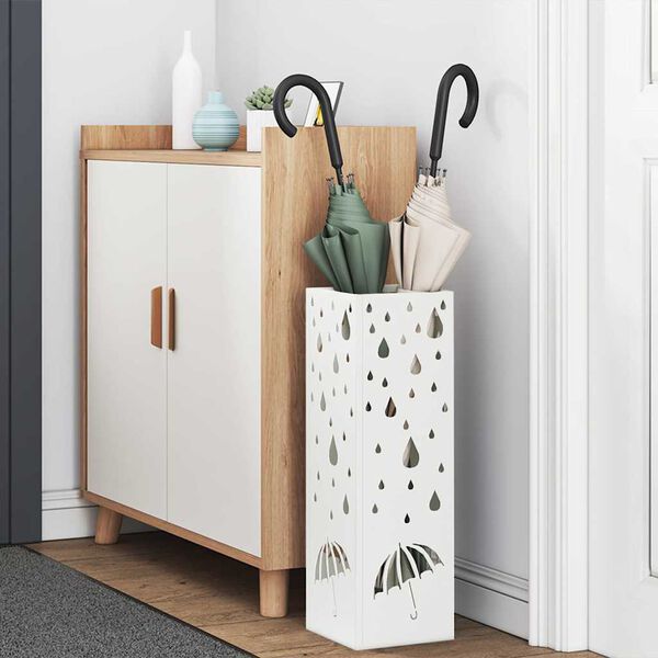 vidaXL Stojak na parasol Biały 15.5 x 15.5 x 49 cm Metal