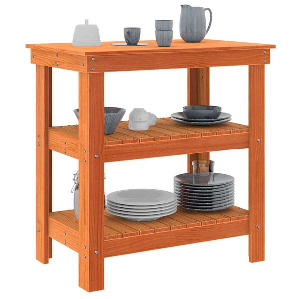 vidaXL St&oacute;ł warsztatowy z p&oacute;łką Woskowy Brąz 78,5 x 50 x 80 cm