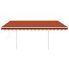 vidaXL Automatycznie zwijana markiza ze słupkami 4x3 m, pomarańcz-brąz