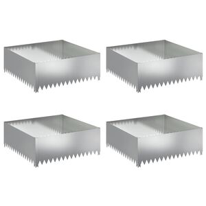 vidaXL Krawężnik do trawnika 4 pcs 100 x 100 x 35 cm Stal srebrny