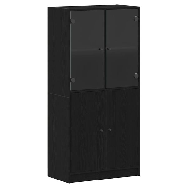 vidaXL Highboard Czarny Dąb 68 x 37 x 142 cm